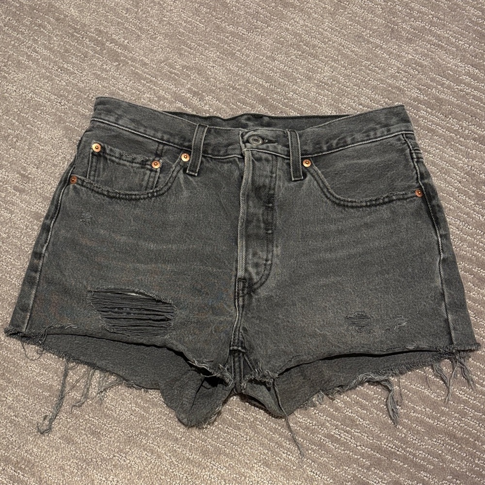 Levi's Distressed Black Jean Shorts